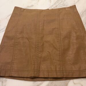 Free People Tan Faux Leather Mini Skirt-Size 0